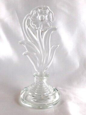 Perfume Bottle with Tall Flower Shaped Stopper # 22426